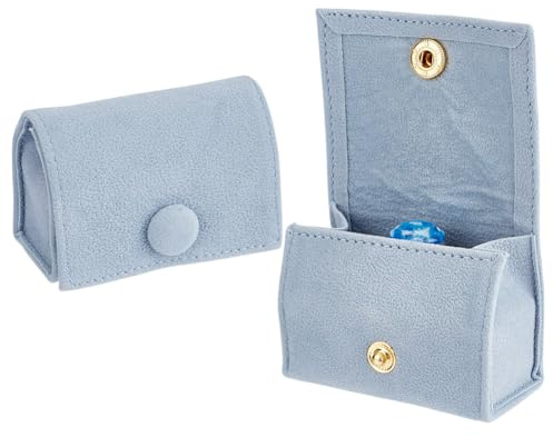 UNICRAFTALE Boîte à Bagues en Velours Gris 6.15x4.2x3.8cm Boîte de Rangement en Forme de Sac avec Bouton Pression Étui à Bijoux de Voyage Portable pour Femmes Cadeau