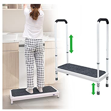 Mybow Step Stool with Handle for Elderly, Medical Step Stools Seniors, Handicap High Steps, Mobility Platform Steel Foot Steps with Handrails Ramp Assist for Car, SUV, Shower, Bathtub
