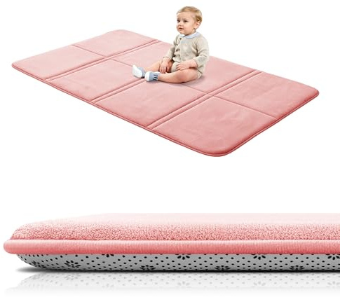 BYBYME 3cm Thick Baby Play Mat for Floor, 80 * 150cm Foldable Playpen Mat with Non-Slip Backing for Infant, Kids and Toddler Crawling, and Perfect Carpets for Yoga, Exercise, Pink