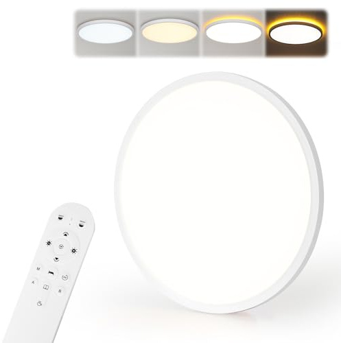 MoonYard LED Deckenleuchte Modern Rund Ø60cm | 60W, 6500lm, Dimmbar mit Fernbedienung, Flach, Für Schlafzimmer Kinderzimmer Wohnzimmer