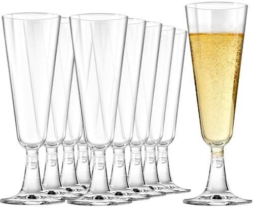 WEFHEF 50 Stück Sektgläser Plastik, 160ml Durchsichtige Champagnergläser Plastik Mehrweg Stielgläser Kunststoff Champagner Gläser Transparent für Hochzeit, Weihnachten, Geburtstag, Party, BPA-Frei