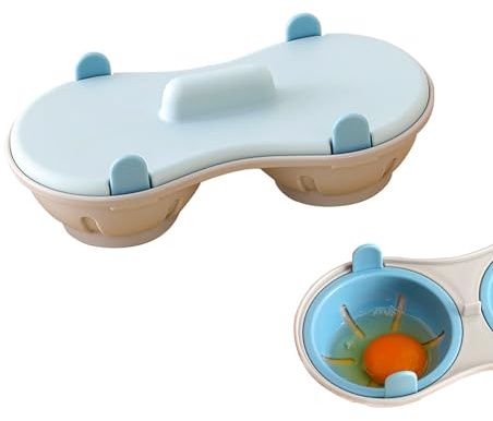 2-Kammer-Mikrowellen-Eierkocher, Frühstücks-Eierkocher mit zwei Reihen, pochierte Eierbecher, Küchenhelfer