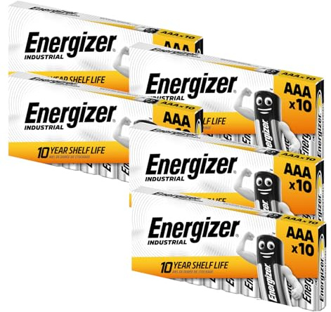Energizer Industrial AAA Batteries – 50 Pack | Alkaline Power Cells for High-Drain Devices, Professional & Everyday Business, Professional Equipment & High-Volume Use