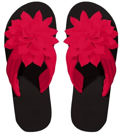 ZTFYKLIN Chanclas Piscina Mujer De Flores para Mujer, Casuales Planas Playa Exteriores (Red, 39) Sandalias Rosa Palo Montaña Ladies Sandals Sandalia Roja Anatomicas Chinelos Homem Negras Cuña