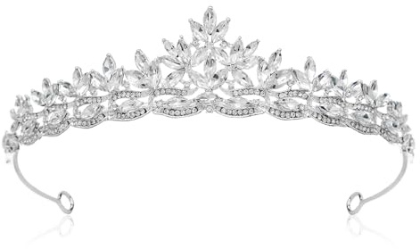 Kristalle Prinzessin Krone, Krone Damen, Braut Diadem, Tiara Damen, Geburtstag Krone für Hochzeit Prom Geburtstag Party (Silber)