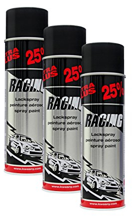 3X KWASNY 288 921 Auto-K Racing Lackspray Schwarz Matt 500ml
