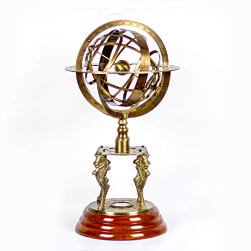 48,3 cm nautico in ottone sfera Armillare telefono antico vintage Globe con bussola