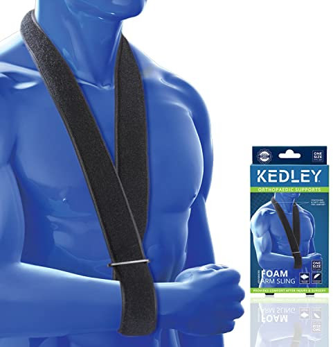 Kedley Soft Foam Arm Sling to Immobilize & Stabilize Injured Joints & Shoulders - Collar & Cuff Support with Adjustable Design - Reduces Pain & Discomfort - One Size - Easy to Use. Discreet Black.