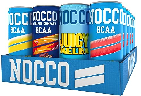 NOCCO BCAA energy drink 24er pack – zuckerfrei, vegan Energy Getränk mit Koffein, Vitaminen und Aminosäuren – Pfirsichgeschmack, 24 x 330ml inkl. Pfand (Mix Summer Edition)