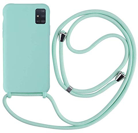 Mevis Schutzhülle kompatibel mit Samsung Galaxy A51, Halskette für Handyhülle, schmal, stoßfest, verstellbar, Hellgrün