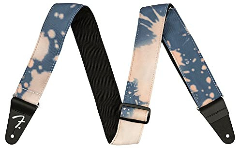 Fender Gitarrengurt Tie-Dye Acid Wash, Verblasstes Navy, Verstellbar 34”-59”, Einzigartiger, Gebleichter Canvas