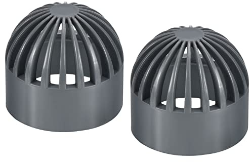 PATIKIL 32mm ID Atrium Drain Grate Cover, 2 Pack Round Outdoor UPVC Sewer Drain Pipe Fitting Adapter for Drainage System, Gray