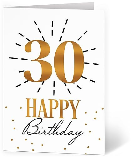 XXL Glückwunschkarte zum 30. Geburtstag (A4) 30 Gold Konfetti - hochwertige Klappkarte | Große Design Maxi Karte Grußkarte Volljährig Geburtstagskarte mit Umschlag
