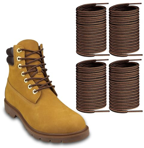 Endoto 2 par stövlar skosnören för Timberland arbete vandring jakt runda ersättningsskosnören, Svart och brun, 54Inch/137.16cm