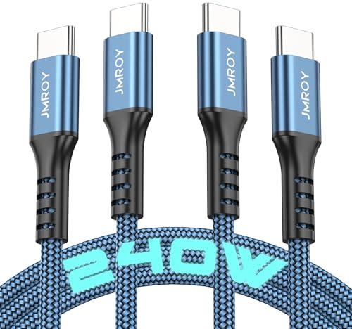 Cavo da USB C a USB C, 2 m, confezione da 2, cavo di ricarica rapida USB C tipo c, cavo di ricarica per MacBook 240 W 100 W PD 48 V 5 A per MacBook Pro 2020, iPhone 15, iPad Air, Samsung, Huawei
