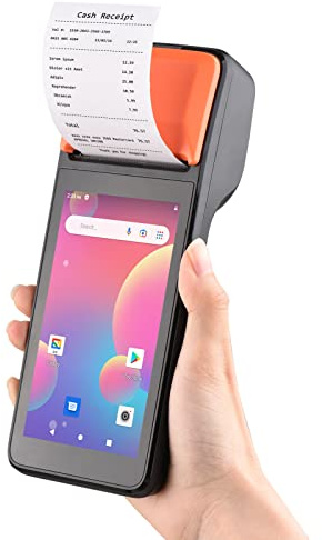 keppy Impresora de recibos de mano 3G POS Android 8.1 1D/2D Escáner de código de barras PDA Puerto terminal 3G WiFi BT Comunicación con toques de 5.0 pulgadas n 58mm de ancho Impresión de etiquetas