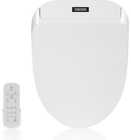 KERDE Bidé toalettsits, vit, ändlöst varmt vatten, bakre och framtvätt, LED-ljus, tyst drift, trådlös fjärrkontroll, P30Y