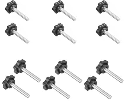 ANBOO 12 Pezzi (6 X M6 (32#) × 40mm E 6 X M8 (38#) × 40mm) Viti Farfalla, Dado Di Serraggio A Testa A Stella, Plastica E Acciaio Al Carbonio, Per Mobili E Decorazioni