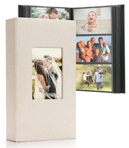 DazSpirit Großes Fotoalbum Einsteckalbum für 408 Fotos (10x15 cm) | Leinenbindung, Personalisierbar, Ideal für Familie, Hochzeiten, Reisen & Baby-Erinnerungen, Fotobuch zum Einstecken