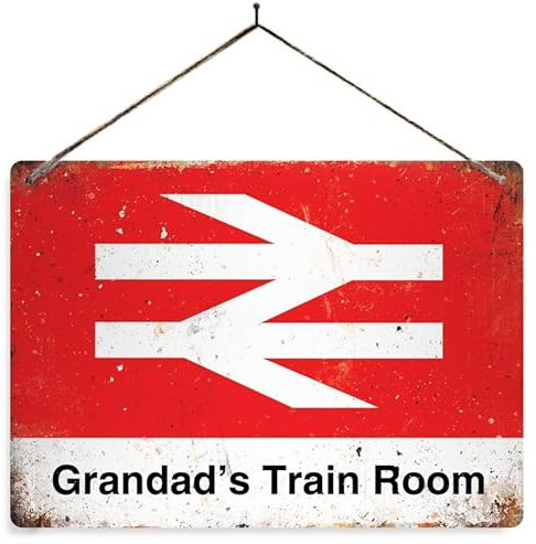 Personalised Railway Station - Worn Look. Large metal sign with 2 holes and twine. Any name Train platform steam locomotive