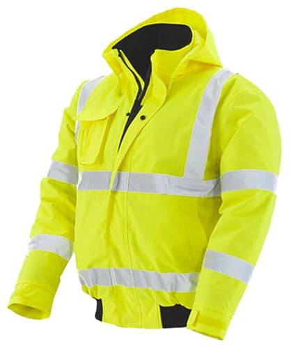 pka Warnschutz Pilotenjacke für die Arbeit - Wasserdichte & Winddichte Arbeitsjacke in Gelb Größe M