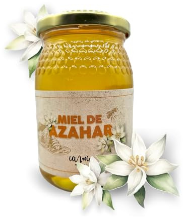 IAMI Miel Cruda de Azahar 500 g | Bote de Cristal | Miel de España | Recolectada en la Sierra de Espadán | Elaboración artesanal | Para desayunos, infusiones y repostería