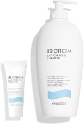 BIOTHERM Lait Corporel Body Milk + Travel Size, Latte Corpo Idratante, Per Tutti i Tipi di Pelle, Azione Anti-Secchezza, Arricchito con Estratti di Agrumi, 400ml + 20ml