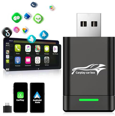 Wireless Carplay Adapter & Android Auto Wireless Adapter, 2 in 1 Auto Car Play Wireless Dongle für OEM Wired Carplay Android Auto mit Verlängerungskabel USB & USB-C/Type-C Stabile Steuerung & No Delay
