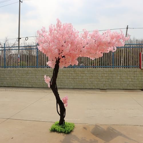 Arbre de Fleurs de Cerisier Artificiel, décor de Fleurs de Cerisier, Fausses Plantes de Fleurs de Cerisier, Arbre Sakura, Cerisier pleureur, Plante Artificielle avec tiges de Bois véritable(1.5x1m)