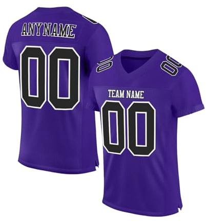 Maillot Personnalisé de Football Américain Personnalisable avec Logo Nom et Numéro de l'équipe pour Hommes Femmes Jeunes Préscolaires T Shirt Personnalisé Manches Courtes à Séchage Rapide
