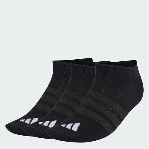 adidas unisex - vuxen Thin&Light Sportswear No Show Socks 3 Pair Pack, black/black/white, 6-7 Years