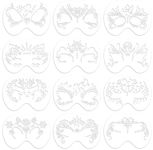 Alovez 12 Stück Augen-Tattoo-Schablonen, wiederverwendbare Gesichtsbemalung für Kinder- und Karnevalsfeier
