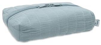 Jollein våtservetter fodral Sea Green – förvaring för våtservetter – muslin med tryck på insidan – med dragkedja – våtservettslåda – kompakt och snygg – havsgrön