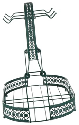 DIKACA Support Porte Tasse Café et Thé Forgé Vert Foncé avec Barrière Antichute pour Comptoir et Armoire Capacité Familiale pour Service à Thé et Mugs