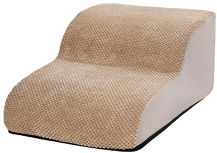 Pugermering Hundetreppe, Rampe aus hochdichtem Schaumstoff für Hochbett und Sofa, Rampe für Welpen, Kleintiere und ältere Hunde, Beige