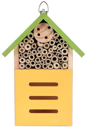 WRITWAA Maison en Bois pour Abeilles d'Extérieur Toit Vert Abri Naturel pour Insectes et Bourdons Cabane Écologique pour Jardin et Terrasse
