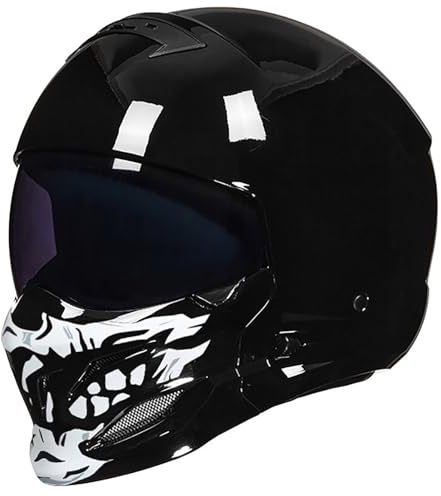 Casco Integrale Da Moto, Casco Da Moto Aperto Per Scooter, Ciclomotore, Cruiser, Caschi Da Moto Vintage Per Uomini E Donne Adulti, Omologato ECE 22.05 B,L(57-58CM)