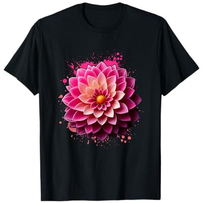 Fleur de Dahlia Rose avec pétales vibrants Rose PaintSplatter T-Shirt