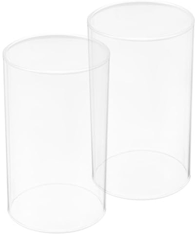 DECOMELODY Glaszylinder Windlicht 2 Stück 6cm Durchmesser Zylindrische Glas Kerzenhalter Offene Kerzenschirme für Dekoration und Kamin