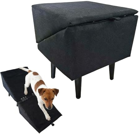 Foldable Dog Steps, Pet Ramps For Dogs, Dogs Stairs & Steps For Bed Sofa, Dog Stairs for Beds Couches, Dog Slope Stairs for Small Dogs, Cats Black