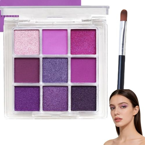 9 Farben Violett & Lila Lidschatten Palette – Weicher,Lidschatten Lila Glitzer,Purple Eyeshadow,Glitzer Lidschatten,Hochpigmentierter Puder Ii Matt & Schimmer