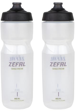 ZEFAL Sense Pro 80 x 2 Borraccia Bici Sport - Due Borracce Bici da Corsa MTB Gravel 800 ML - Borraccia Ciclismo - Premium e a Tenuta Stagna - Trasparente, 2 x 800ml