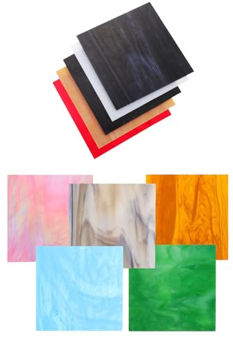 Milisten Lot de 10 Carreaux de Vitrail en Verre Mica 10x10 Cm Coloré Transparent pour Mosaïque, Décoration Intérieure et Projets Artistiques, Feuilles de Verre D’église Couleur Aléatoire
