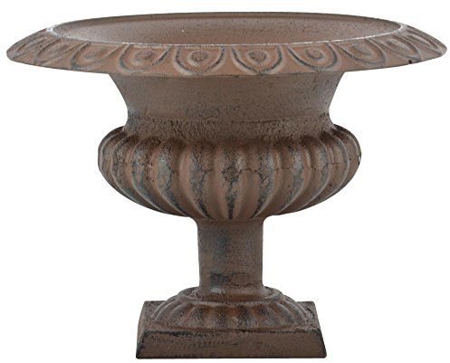 Esschert Design Französische Vase, 28 x 27 x 25 cm, aus Gusseisen, niedrig, Größe M, Blumenvase, Pflanzenvase, Stabiler Stand, Gartendekoration