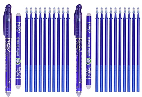 Winthai Radierbarer Kugelschreiber Blau Gelschreiber, 24 Erasable Pen Set, 2 Tintenroller Gelstifte + 20 Nachfüllungen 0,5mm +2 Radierstift Sticks, Schulsachen Für Schüler Kinde Büromaterial