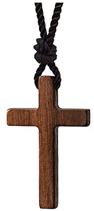 Naturligt Valnöt Trä Kors Hänge Halsband för Män Kvinnor Trä Halsband