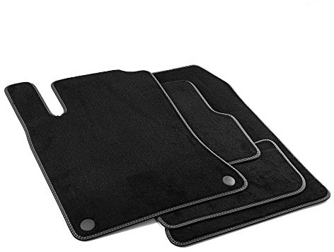 MDM PRO-1973 Fußmatten für Mercedes Klasse A (W176) / Klasse B (W246) / GLA (X156) / CLA / CLA shooting brake 10.2012>2019, Passgenau Velours Kunstlederkanten und doppelten Steppnaht Chromnähte