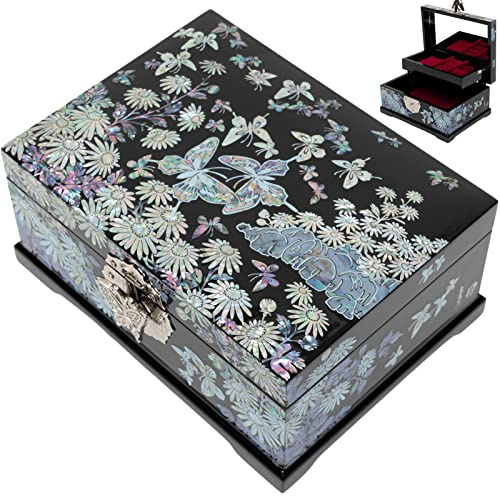 February Mountain Mother of Pearl Jewelry Box Two Layer Design Unique gifts for Women Ring Necklace Earring organizer jewelry boxes for women room organization ring box