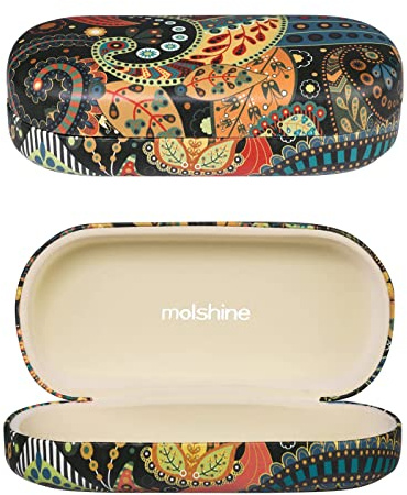 molshine Sonnenbrillen Etui aus Hartschalen Leder, klassisches großes Brillenetui für Damen und Herren, Sonnenbrillen