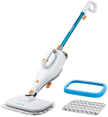 Invictus 7-TLG Dampfreiniger Set, 5 m Kabellänge, inkl. 2 Dampfstufen und Teppichgleiter, Weiß